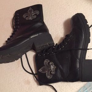 Black combat boots